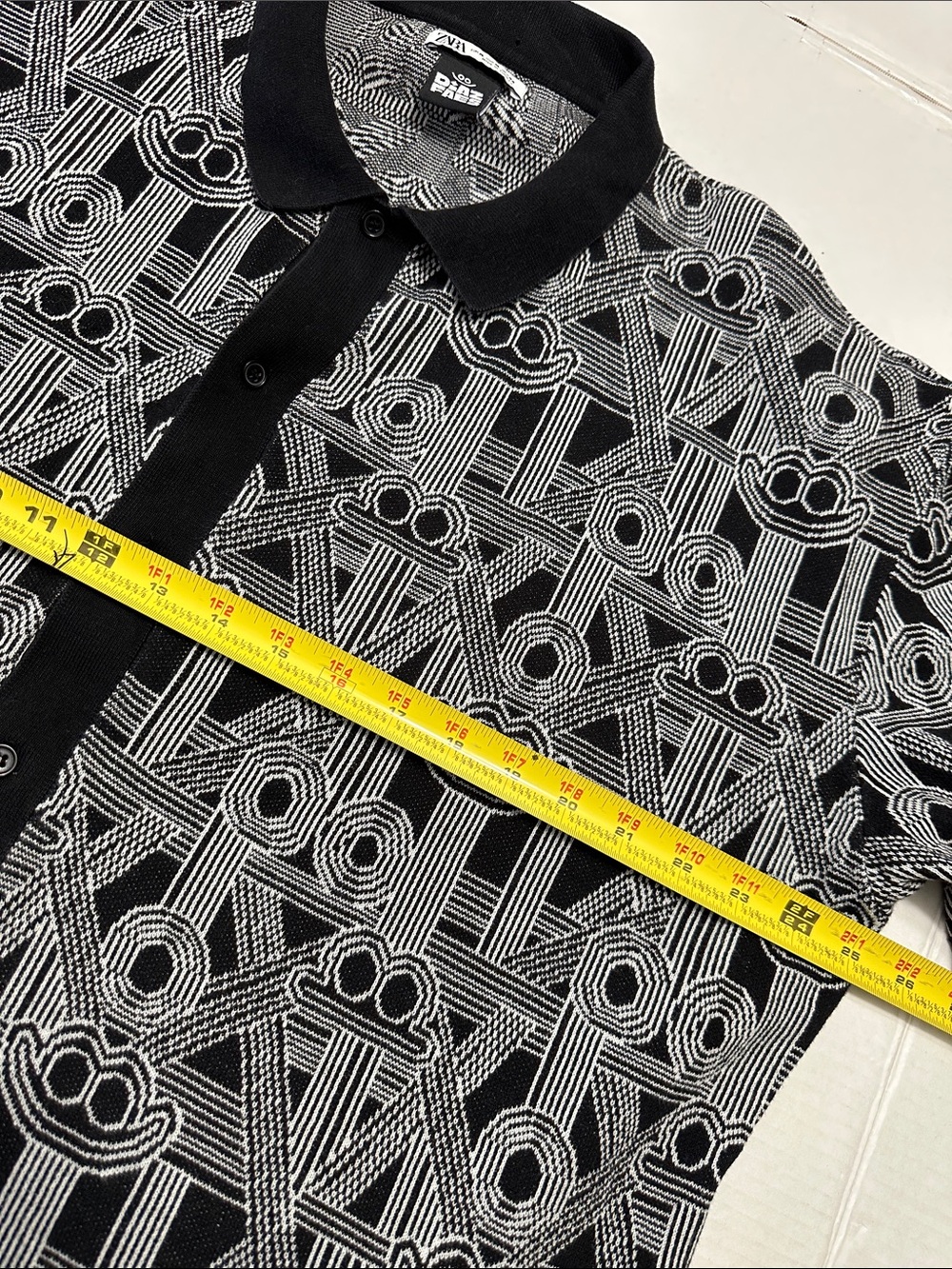 Zara Diaz Faes Sweater Shirt Black White Button Up Stretchy Mens XL - Picture 5 of 7